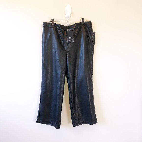 Bagatelle Wide Leg High Waisted Cropped Faux Leather Trouser Black XL NWT’s - Picture 2 of 13